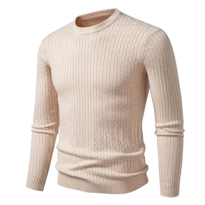 Winter Warm Sweater Men's Round Neck Sweater Slim Fit Pullover Sweater Men's Knitted Inner Top