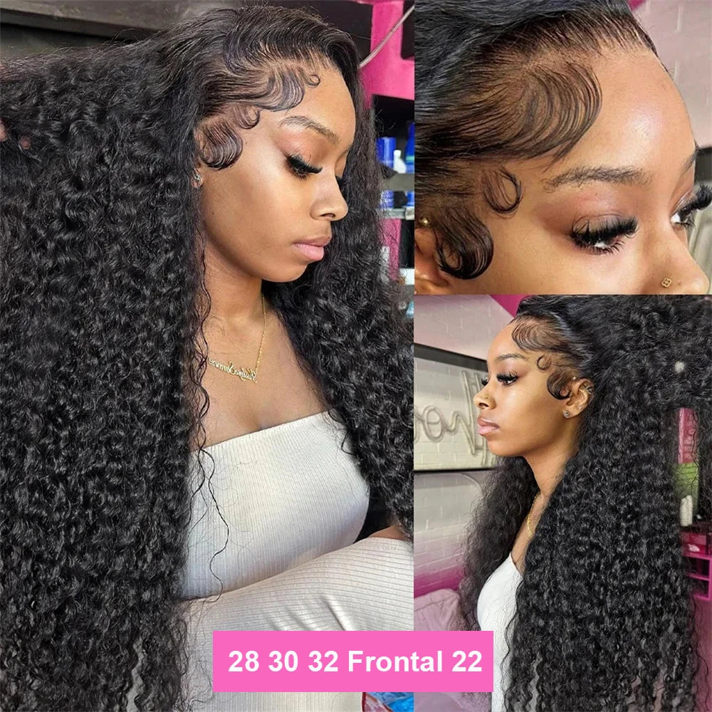 Deep Water Wave Bundles With Closure Frontal Unprocessed Raw 100% Human Hair Full And Thick 3 Bundles With 13x4 Lace Frontal
