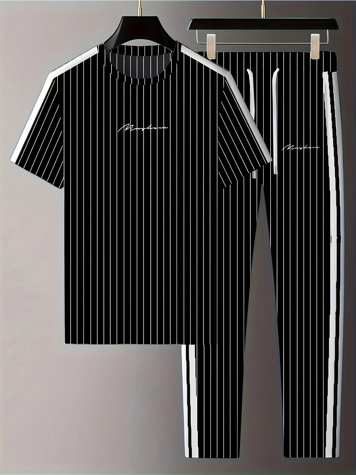 A New Summer 2025 Streetwear Men's Set Featuring Simple Casual Fashionable Sporty and Comfortable 3D Vertical Letter Prints