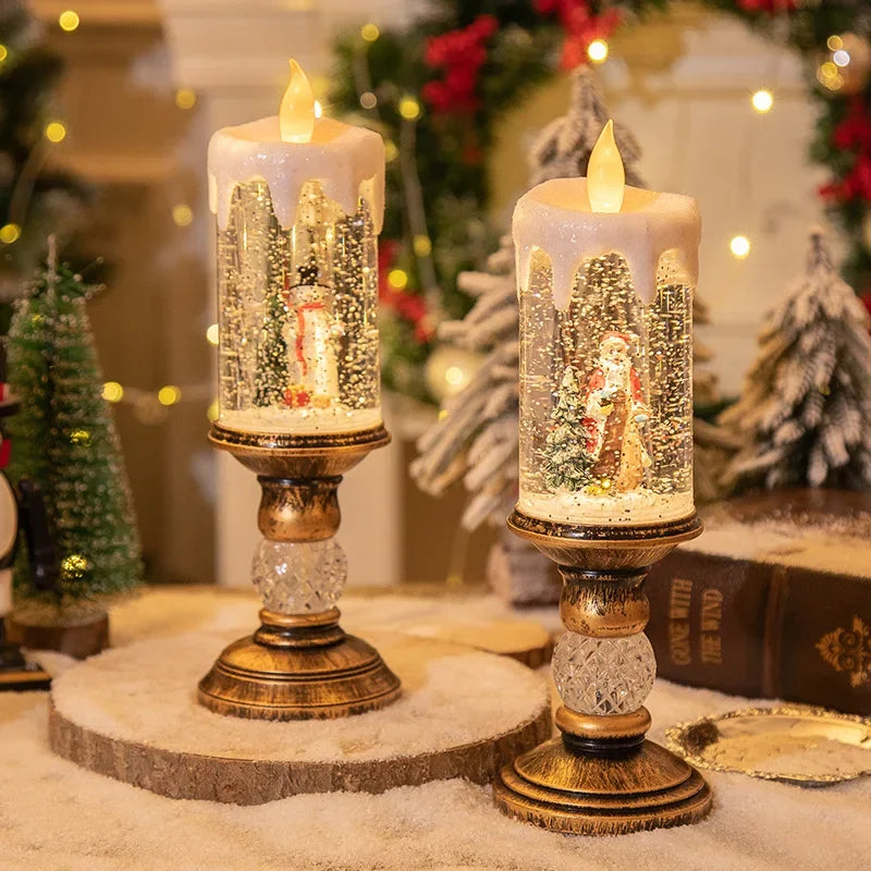 Dekorative Weihnachts-LED-Kerzen mit Schneeeffekt