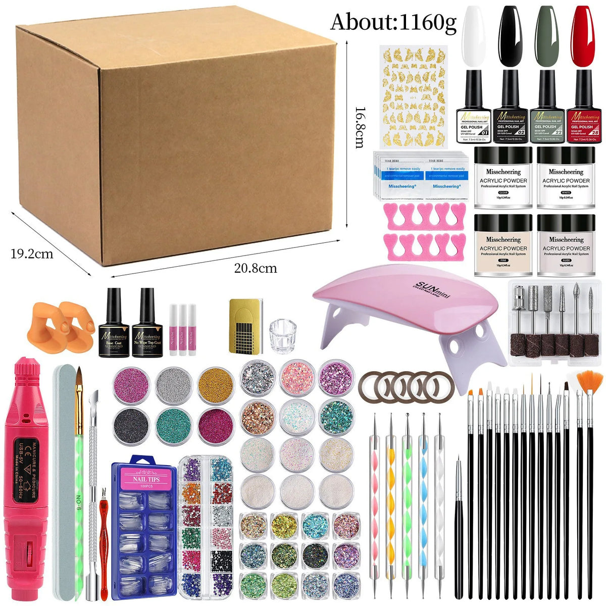 Professional 35Pcs Poly Extension Gel Nail Kit with 36W UV LED Lamp & Electric Nail Drill Machine Set Manicure Tools for Nail