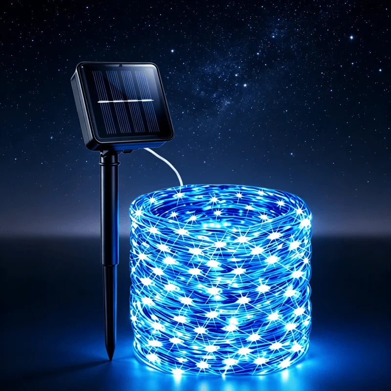 Christmas Lights Decorations LED Solar String Fairy Lights Outdoor Copper Waterproof Solar Garland Decoration Garden Tree Party