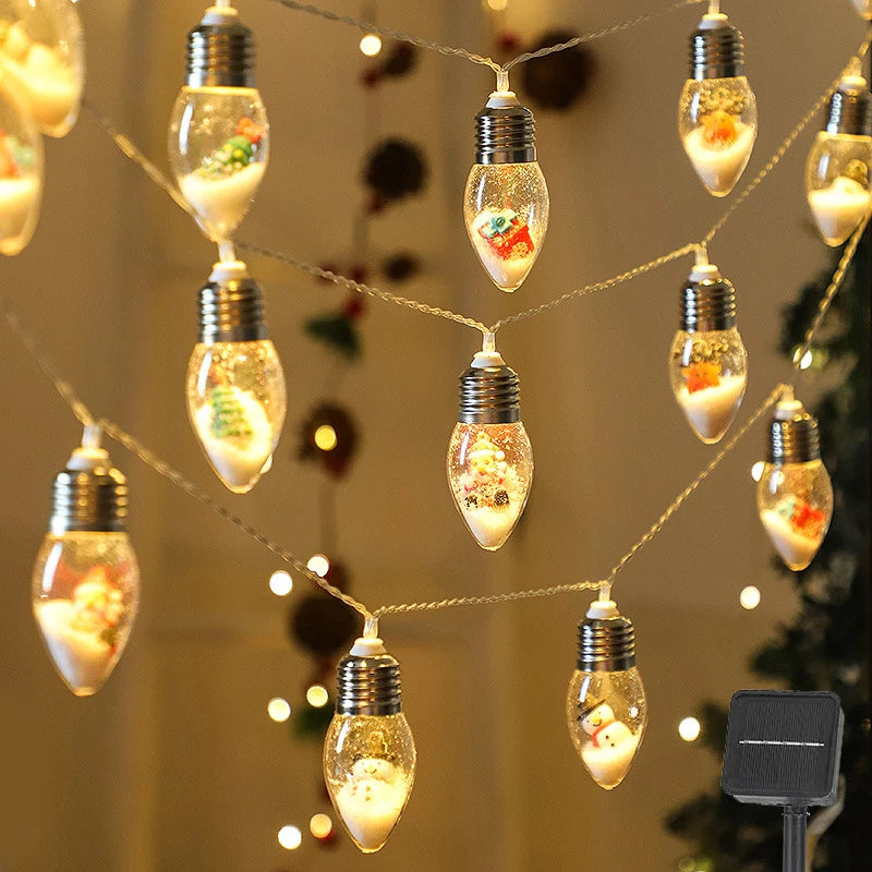 Christmas Tree Solar String Light 5m 20 Bulbs Outdoor Waterproof Fairy Lights for Porch Balcony Garden Decor Solar Fence Light