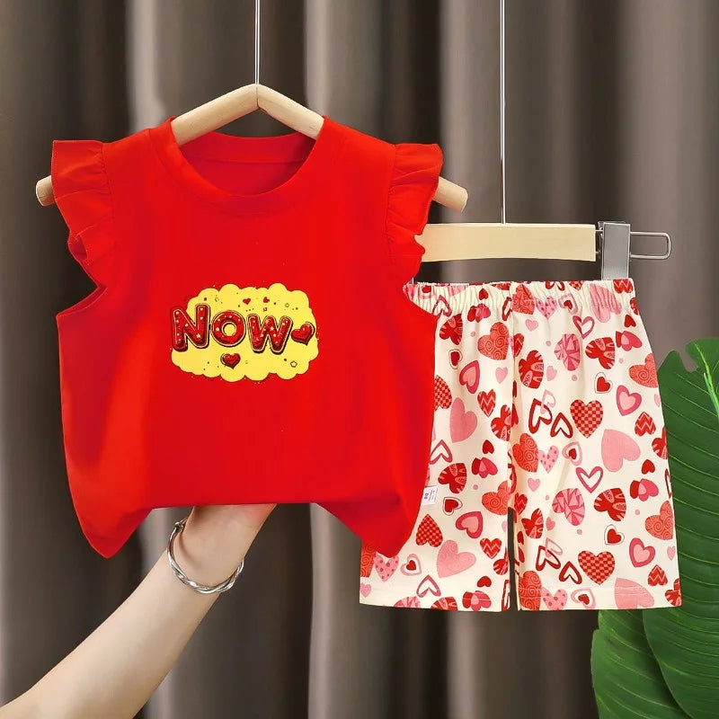 Baby Girls Clothes Sets for Kids T-shirt Tops+Short Pants Clothes Sets Toddler Girl Cute Printed Summer Infant Clothing Sets