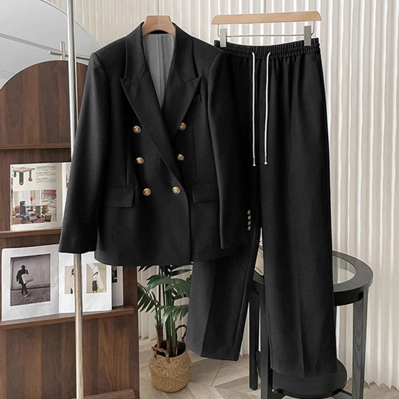 Office Lady Trendy Peaked Lapel Suit Two-Piece Autumn Winter 2024New Classic Fashion Women's Loose Suit Pants Suit Set Versatile