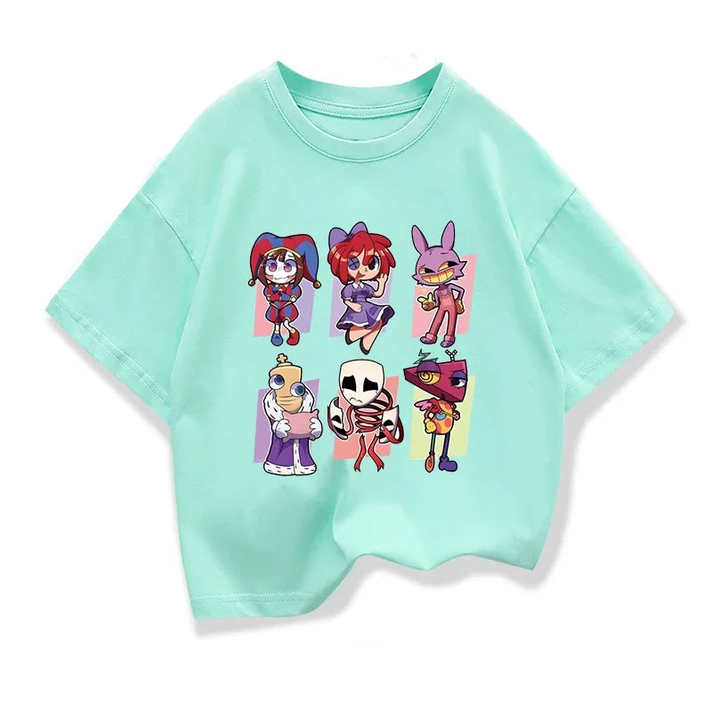 Kids Clothing Tees Summer The Amazing Digital Circus Graphic Fashion Short Sleeve T-shirt Children's Loose T Shirts O-neck Tops
