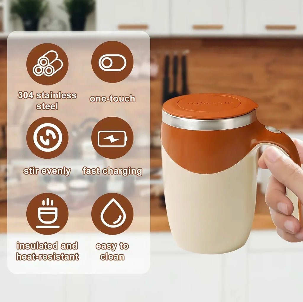 Automatic Stirring Cup Mug Rechargeable Portable Coffee Electric Stirring Stainless Steel Rotating Magnetic Home Drinking Tools
