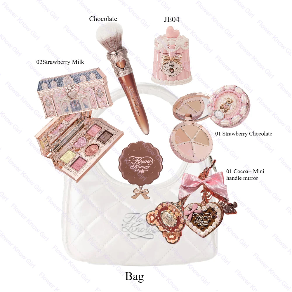 FLOWER KNOWS Sweet Treats Full Face Set Makeup Gift Set All In Shimmer Eye Shadow Palette Blush Powder Lip Jelly Gift Box