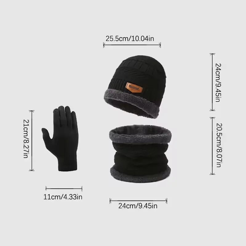 Winter Hat for Men Women Beanie Hats Scarf Glove Earmuff Set Thick Warm Slouchy Beanies Hat for Boy Girl Cap