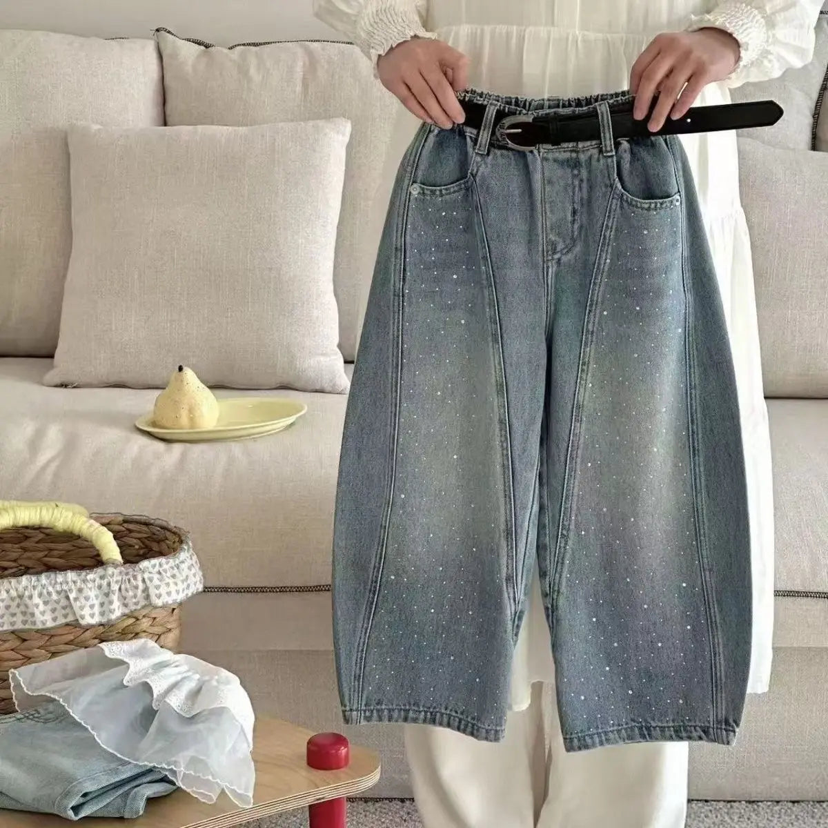 Kids Loose Fit Denim Pants – Street Style Straight Leg Jeans for Boys Girls, Spring Autumn Casual Trousers