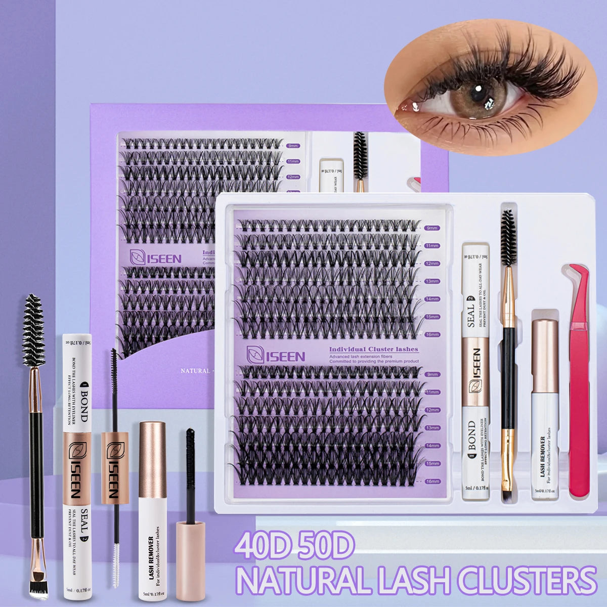 Lash Clusters Kit Eyelash Clusters Manga Fairy Individual Lashes Wispy Cluster Eyelash Extensions with Bond & Seal Lash Tweezer