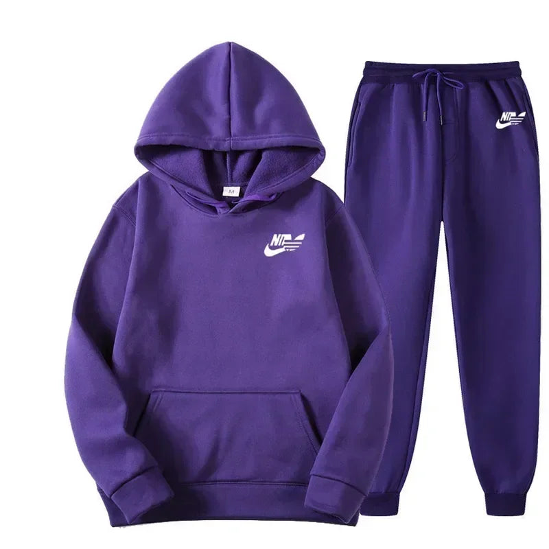 Men's Casual Two Piece Set Sweatshirts Streetwear Fashion Print Sports Suit Spring Autumn Unisex Comfortable Los Style