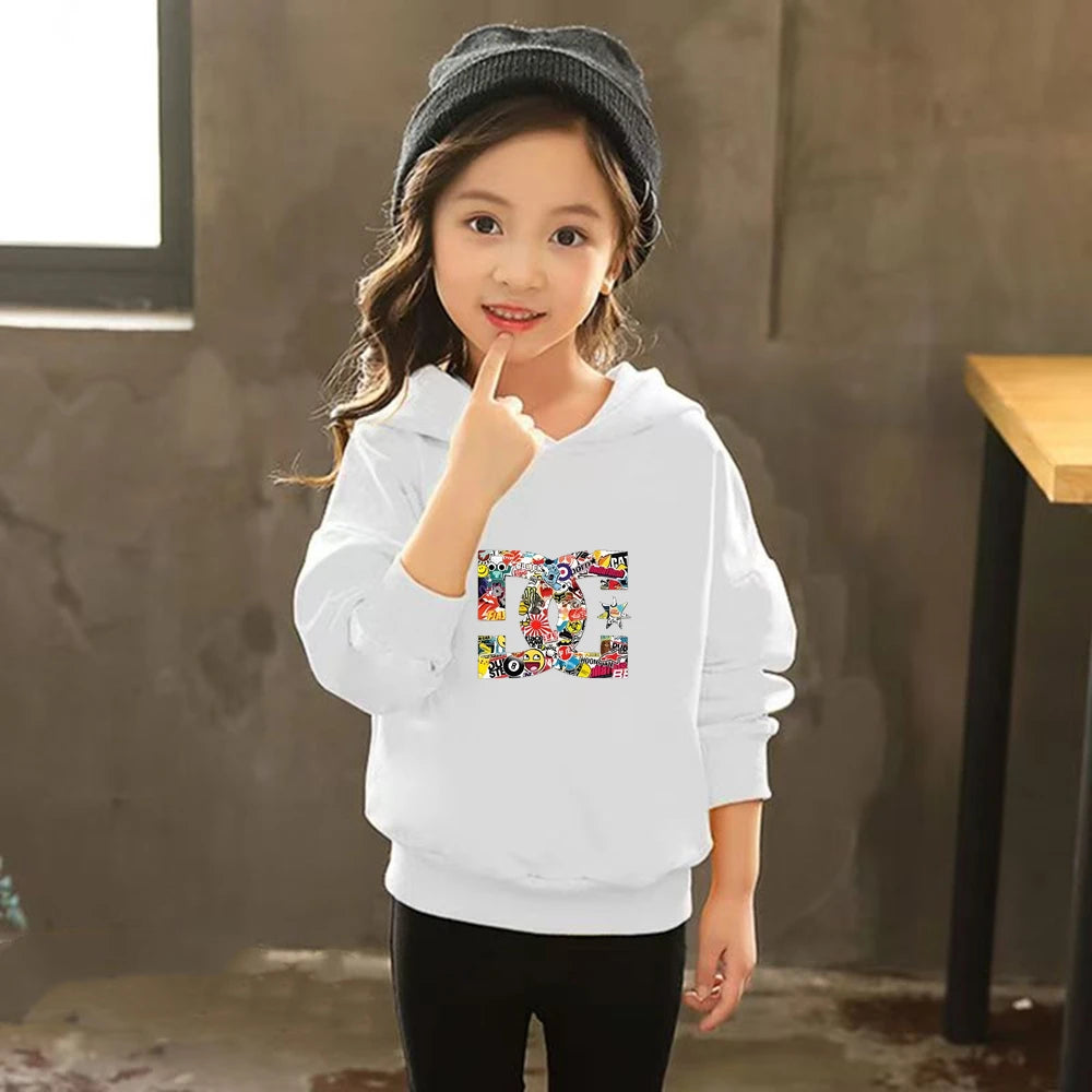 Children's Hoodie 3-12 Years Girls Pink Boy Black Tops+Pants Set Leisure Sweatshirt Printing Fashion Kids Autumn Clothing