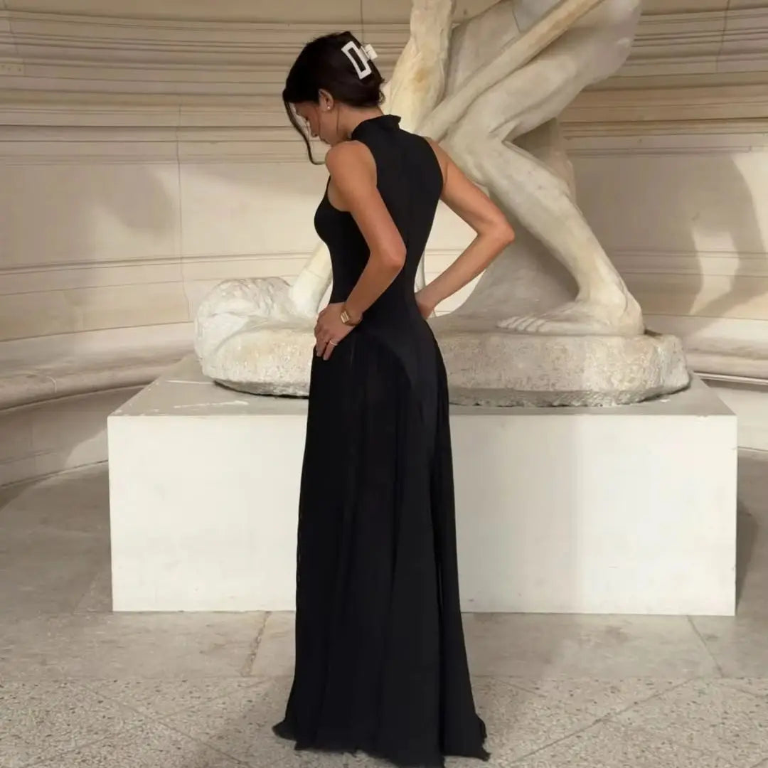 Sharon Said Women' s Elegant Evening Dress with Sleeveless Chiffon Flowing A-Line Wedding Guest Gowns High Neck SF154 Customized