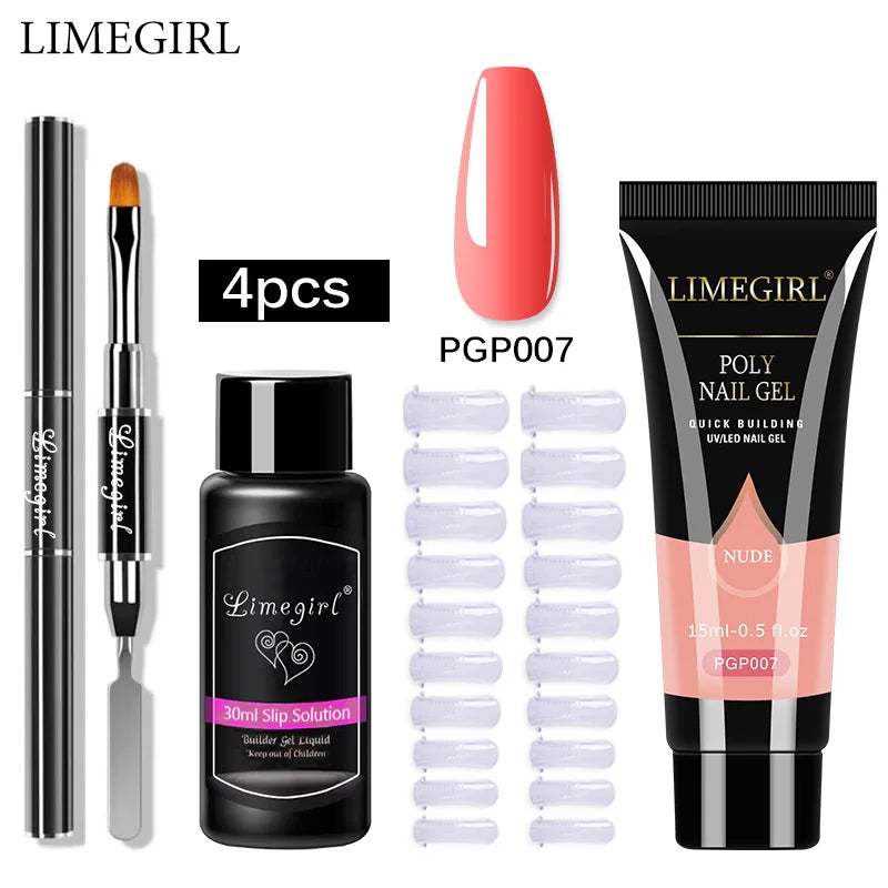 LIMEGIRL  Poly Nail Gel Set Manicure Set Gel Cuticle Pusher Finger Extend Mold Nail Kit All For Quick Extension Manicure Set