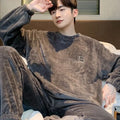 Men's pajamas - winter coral fleece thickened and padded for warmth. Men's winter outerwear suitable for wearing outside. Youth