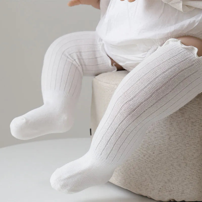 3Pairs/Lot Baby Socks Boys Girls Knee High Kids Frilly Solid Cotton Long Socks Infant Newborn Summer Children Ruffle Cute Socks