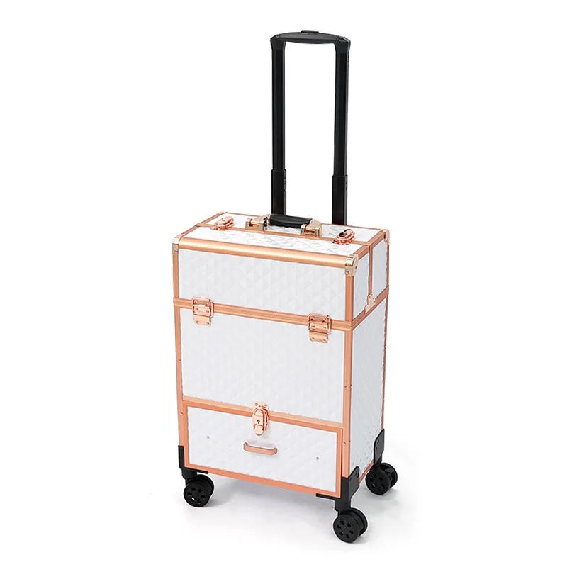 Professional makeup box with drawers, pull rods, nail embroidery toolbox