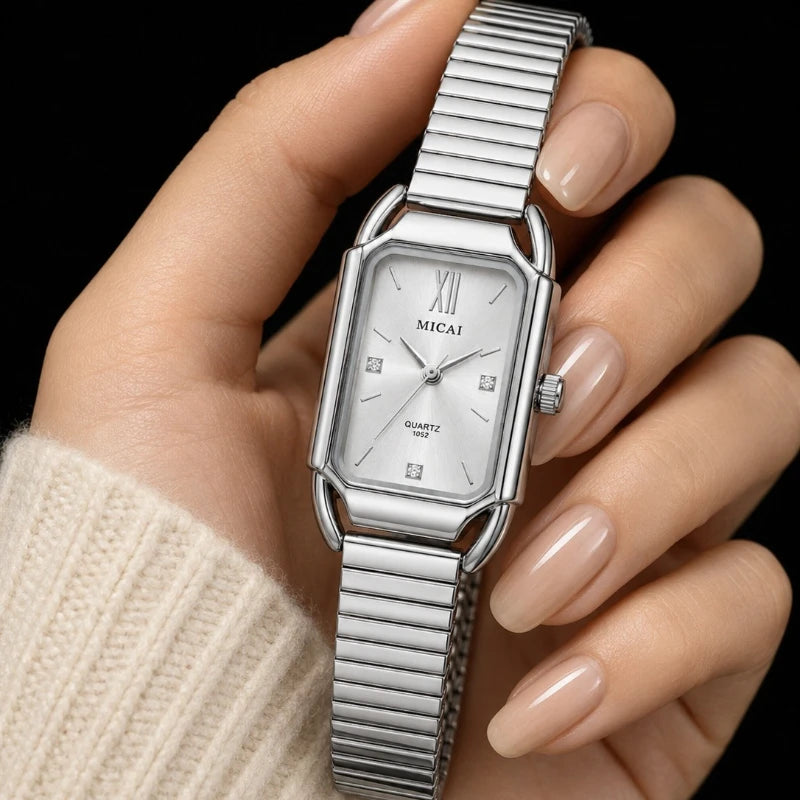 Minimalist Women's Wristwatch Luxury Diamond Dial Steel Band Quartz Wristwatches for Woman Fashion Elegant Ladies Clock Gift