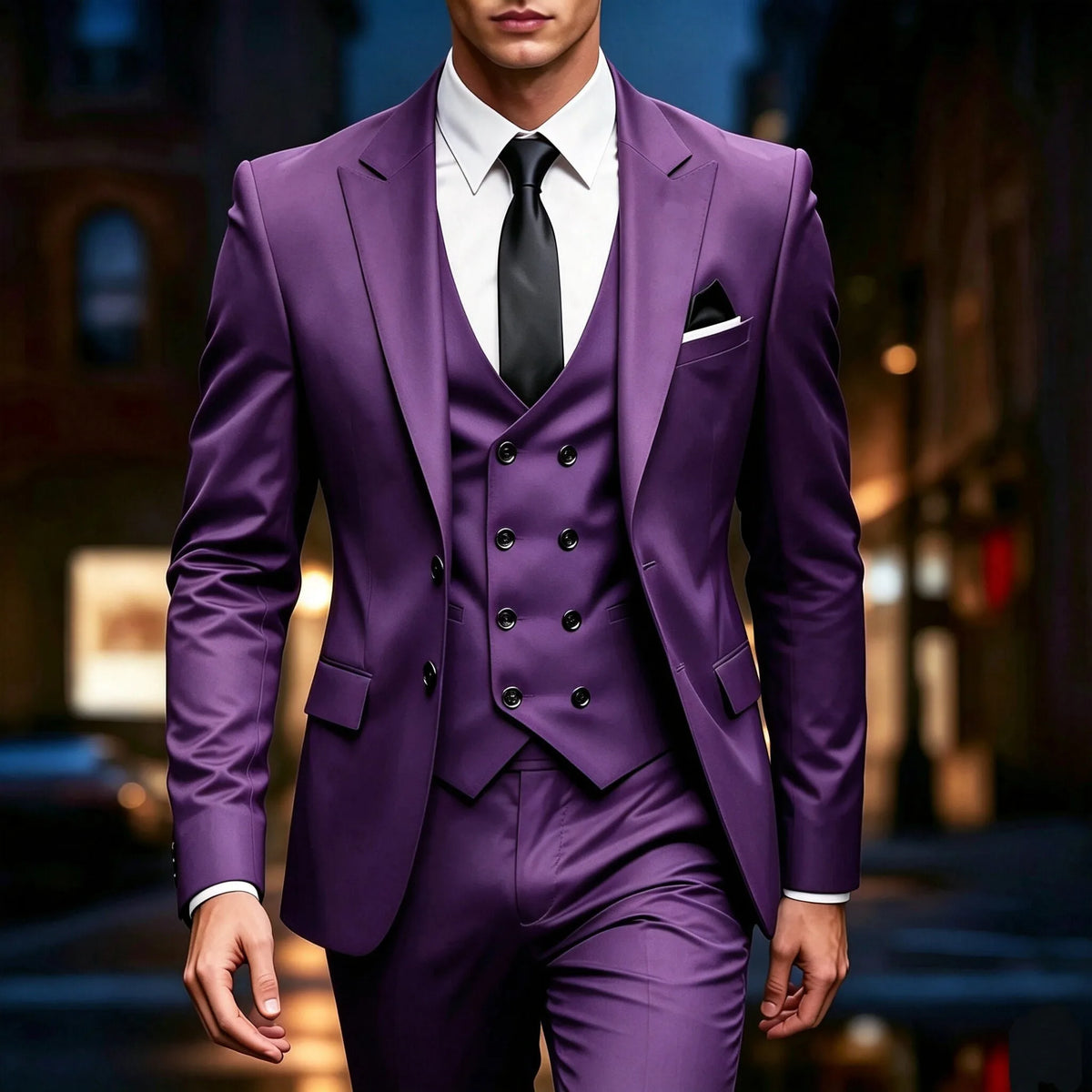 Men's 3‑Piece Suit | Wedding Business Formal Blazer & Trousers for Prom, Banquet & Official Occasions