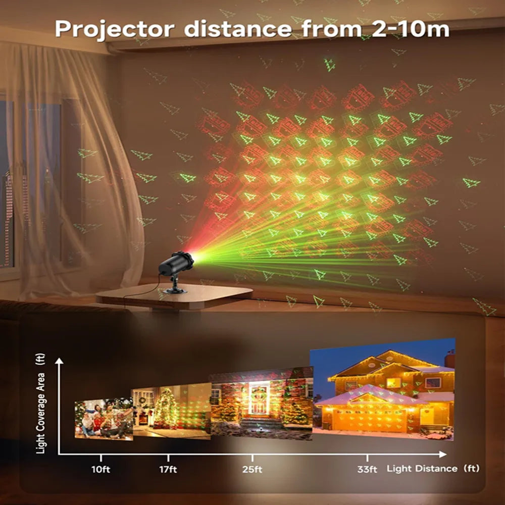 Laser Projector Outdoor Lights, IP65 Waterproof LED Christmas Lamps With Remote Control for Christmas, Party, New Year, Holiday