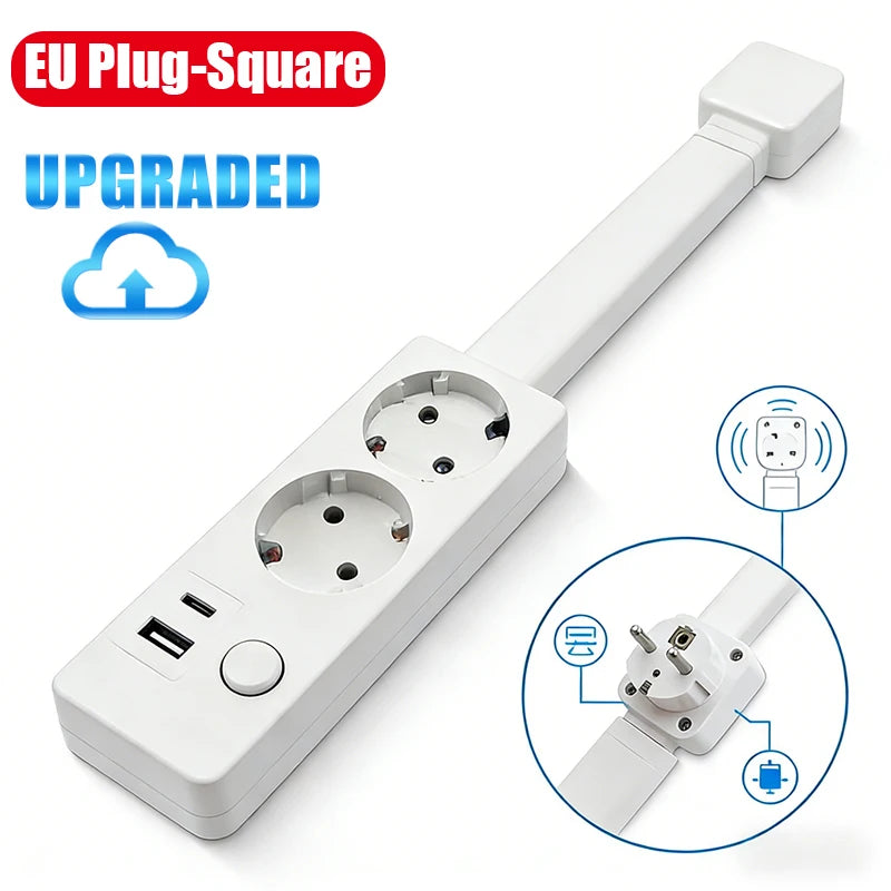 Rotates 180° Electrical Outlet Extender Adjustable Length Extension Cable US Plug Home Wall Desktop Ground Electric Socket