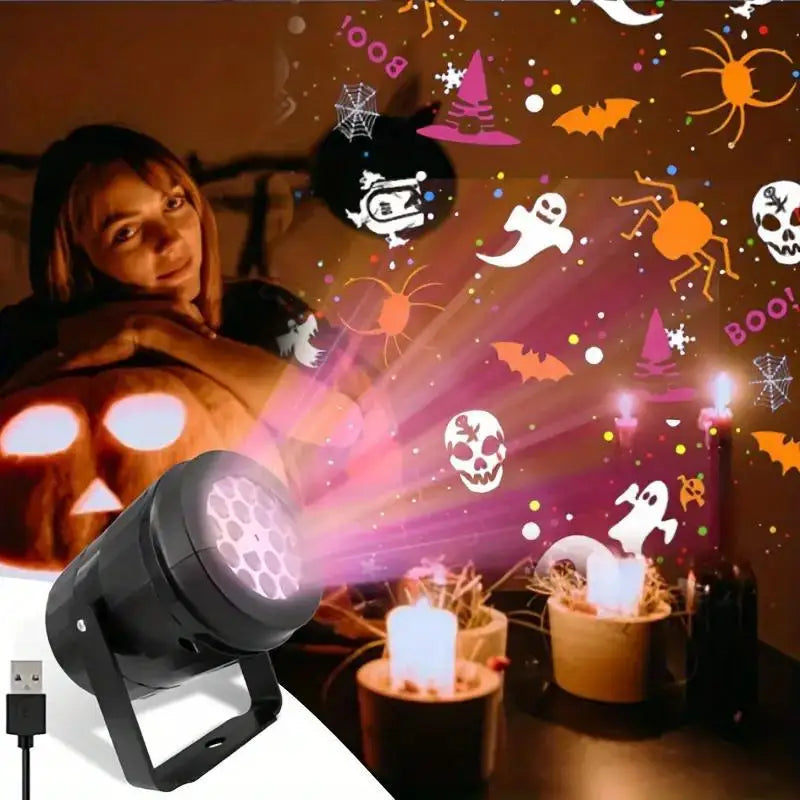 Holiday Projector Light USB Snowflake LED Laser Lamp Halloween Christmas Party Outdoor Indoor Decor Atmosphere Light