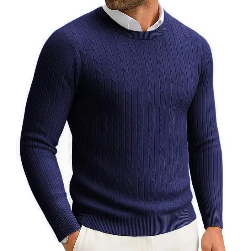 Winter Warm Sweater Men's Round Neck Sweater Slim Fit Pullover Sweater Men's Knitted Inner Top