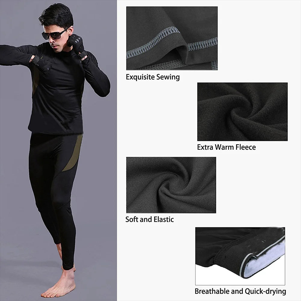 Functional winter thermal underwear set for men, including a motorcycle riding thermal set, and a men's ski thermal long-sleeved