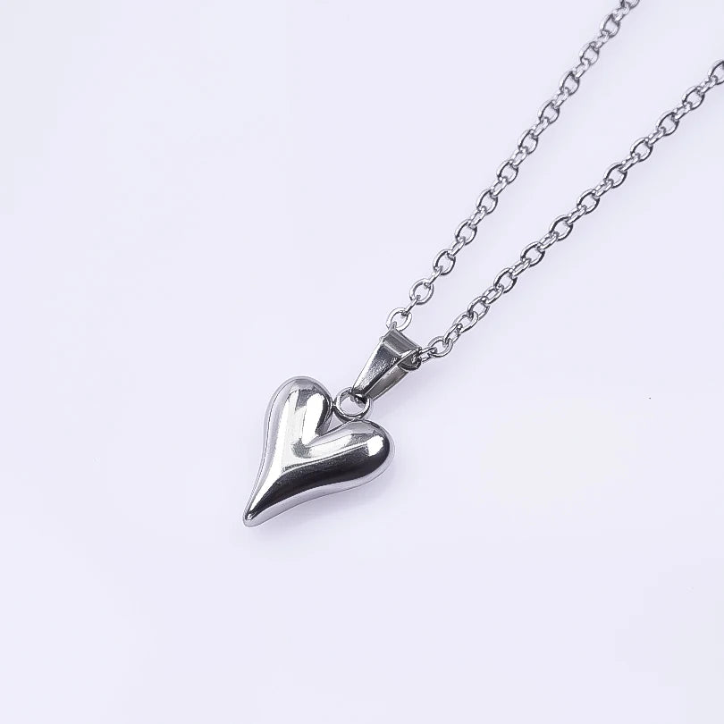 100% Stainless Steel Heart Jewelry Set For Women Accessories Cute Girl Supplies Love Earrings/Rings/Necklace Fashion Party Gift
