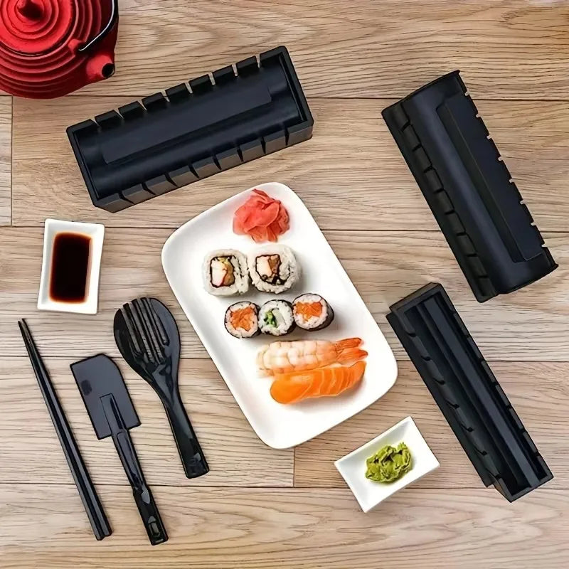 1 Set Sushi Making Kit Sushi Maker 10 Pcs Plastic Premium set Sushi Tool Set Sushi Rice Roll Mold Shapes Festival gifts