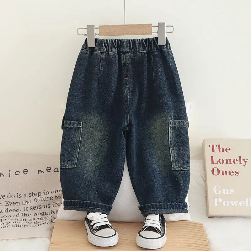 Fashion New Spring Kids Jeans Boys Girls Black Jeans Children Boys Casual Denim Pants Toddler High Quality 1 2 3 4 5 Years