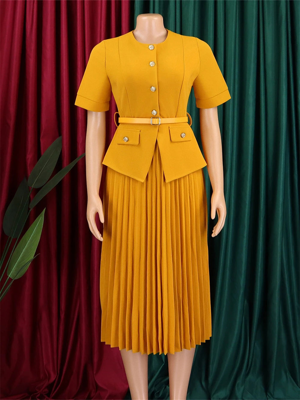 Elegant Women Pleated Dresses 2026 Summer Clothing Birthday Wedding Party Evening Gown Office Ladies Maxi Dress O-neck Robes