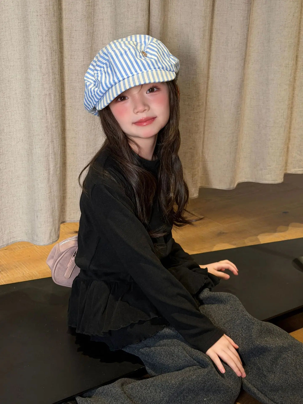 Kids T Shirt 2026 Winter New Girls Half High Neck Ruffled Hem Long Sleeve Undershirt Kids T Shirt Top