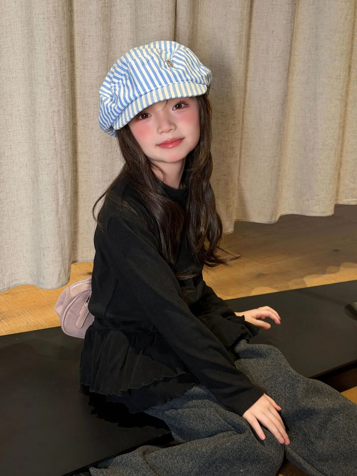 Kids T Shirt 2026 Winter New Girls Half High Neck Ruffled Hem Long Sleeve Undershirt Kids T Shirt Top