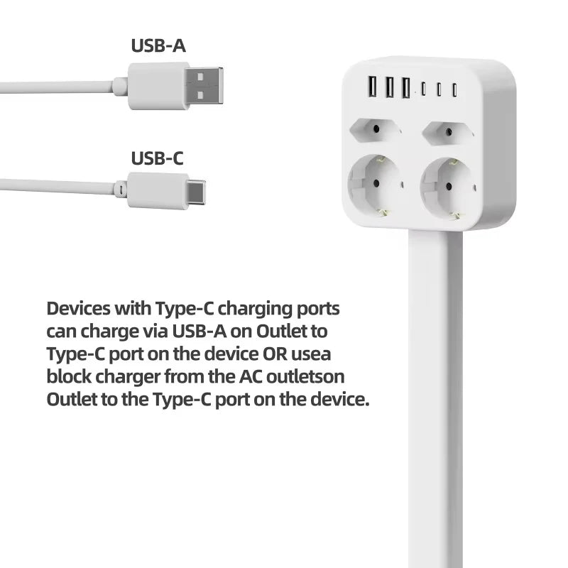 Adjustable Length Electrical Outlet Extender EU US Plug Stretchable Plug Power Outlets Extender 180° 360° Retractable Socket
