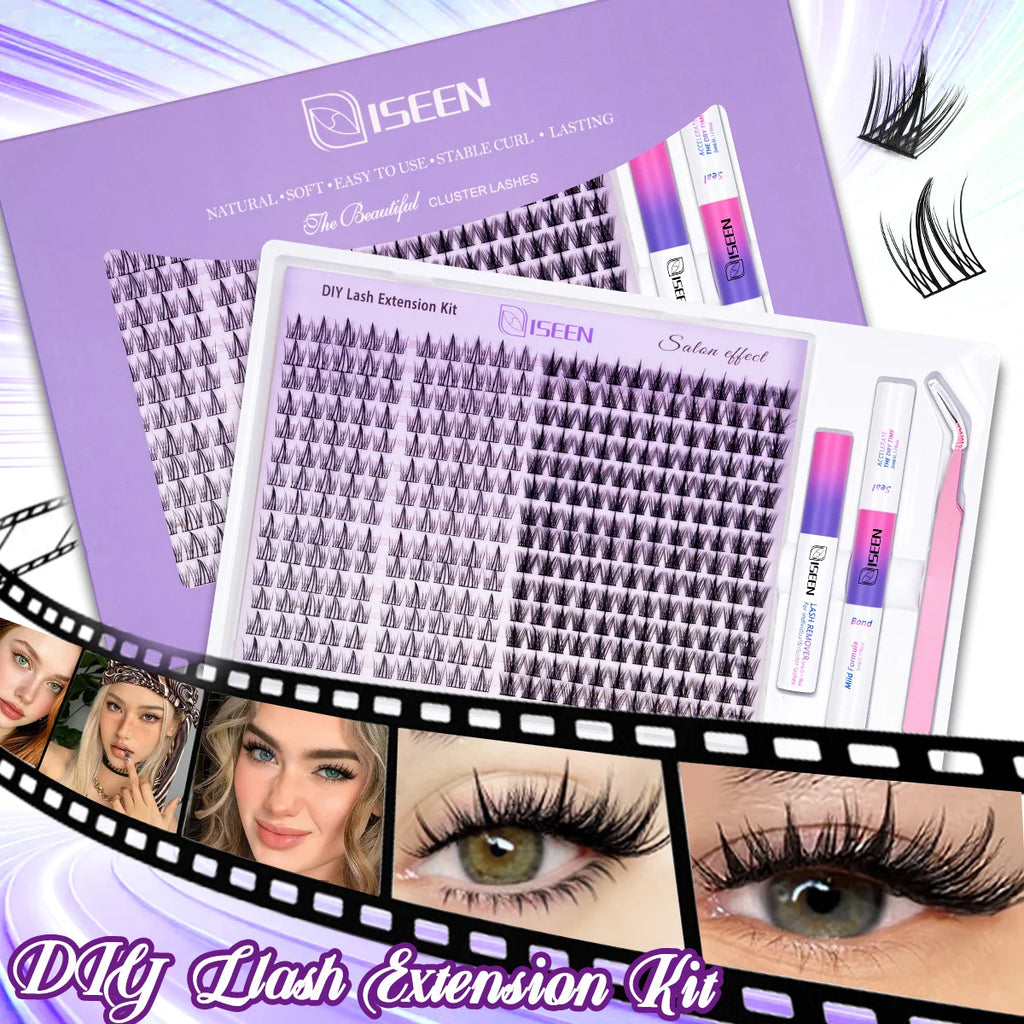 Lash Clusters Kit Eyelash Clusters Manga Fairy Individual Lashes Wispy Cluster Eyelash Extensions with Bond & Seal Lash Tweezer