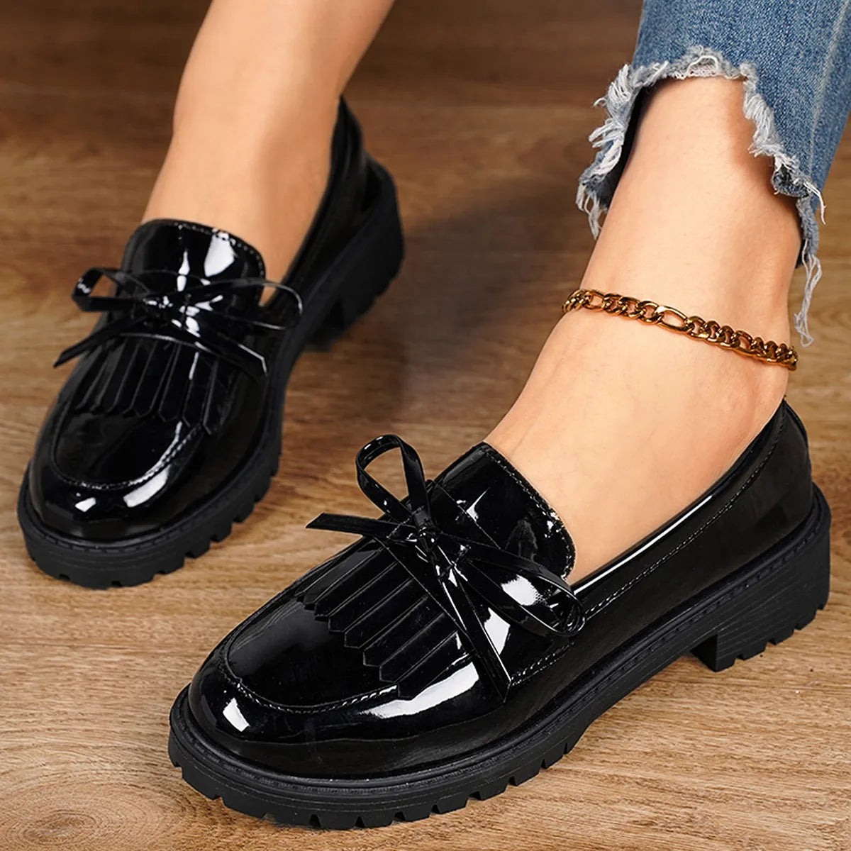 2026 Loafers for Women Platform PU Leather Casual Shoes Woman Spring New Comfort Tassel Slip on Flats Single-shoe
