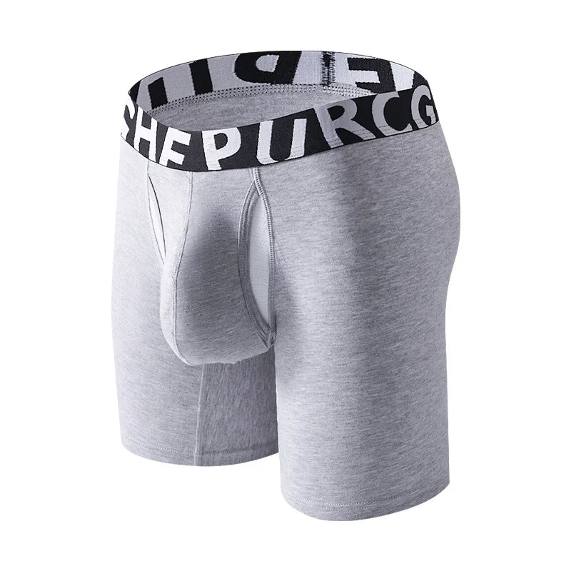1pc Men's 3/4 Long Boxer Briefs - Inner Sports Underwear, Double-Layer Separate, U-Pouch, Long Length for Wear Inside
