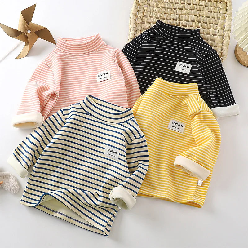 Kids Long-Sleeve T-Shirt Kids Spring Autumn Boys Girls Autumn Outfit T-Shirt Round Neck Basic Top Striped Long-Sleeve T-Shirt