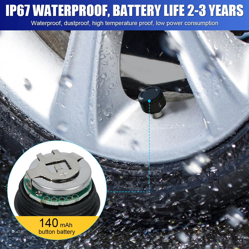 Mobile Phone APP Display Android/IOS Tire Pressure Monitoring System Bluetooth 5.0 Car Tire Pressure Sensors TPMS External