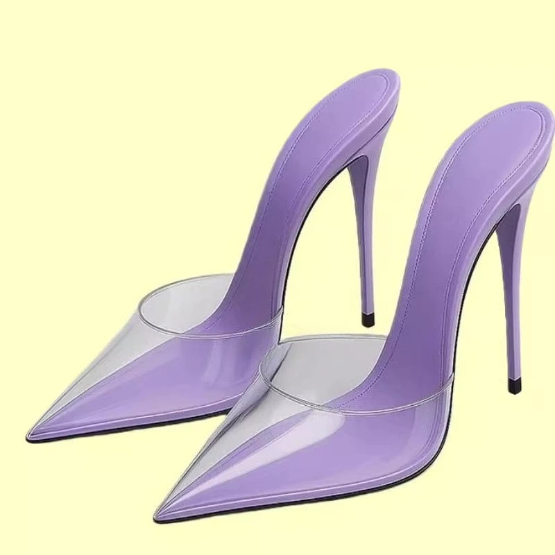 High heeled sandals for women's outdoor wear  summer new style, slim heel, super pointed, versatile, wrapped, lazy half slippers