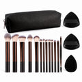 17PCS Professional Makeup Kit Including 13 Aluminum Brushes, Carry Bag & 3 Sponge Puffs, Powder, Eyeshadow, Blush and Detail Too