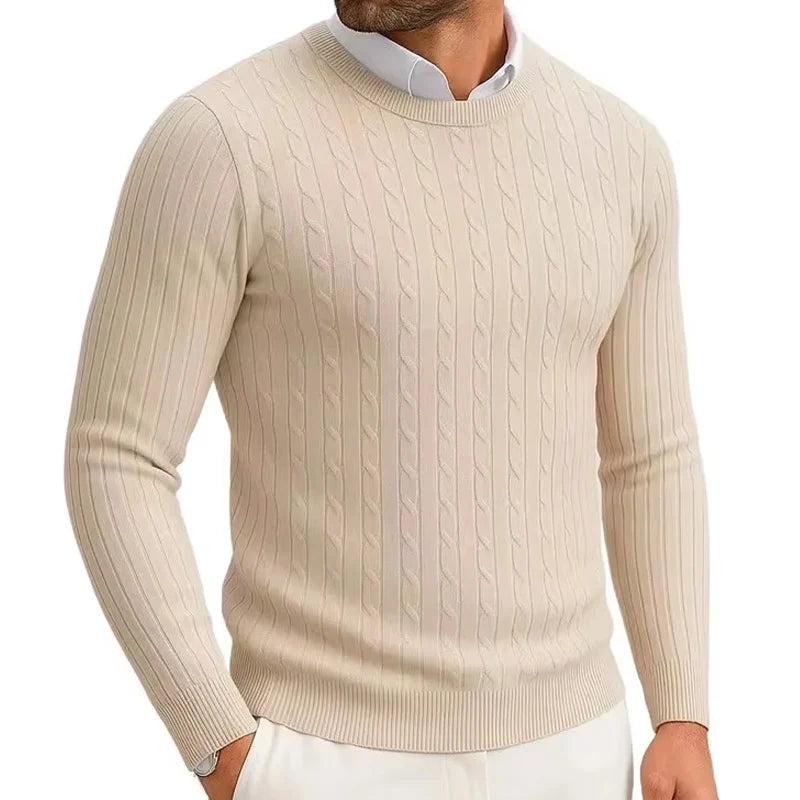 Winter Warm Sweater Men's Round Neck Sweater Slim Fit Pullover Sweater Men's Knitted Inner Top