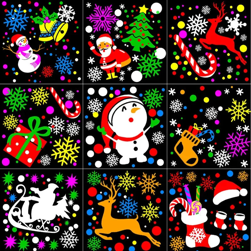 2027 Christmas Window Projector LED Snowflake Snow Elk Laser Projector 16 Patterns Projection Lamp Xmas Party Home Door Decor