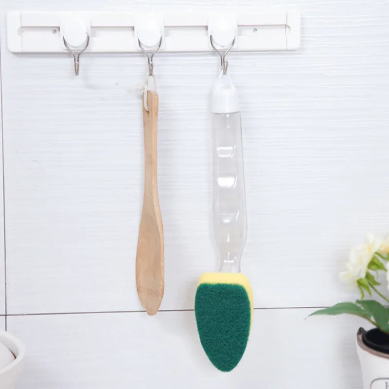 Soap Dispensing Dish Cleaning Brush Set,Replacement Sponge Refill Liquid Washing Home Kitchen Sink Cleaning Tool