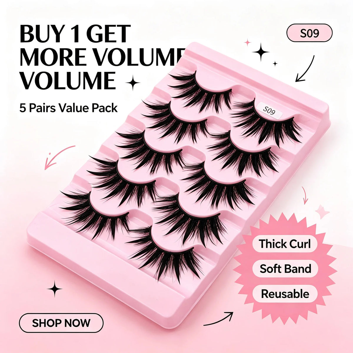 Yiernuo 1/5 Pairs Cosplay Anime Eyelashes Manga Lashes Dramatic Fairy Clusters Lashes Wet Look Lashes