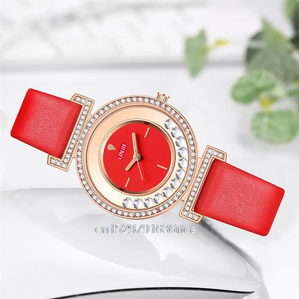 Exquisite Minimalist Women Watches 2024 New Simple Diamond Dial Design Ladies Leather Wrist Watch Casual Gifts Clock for Woman