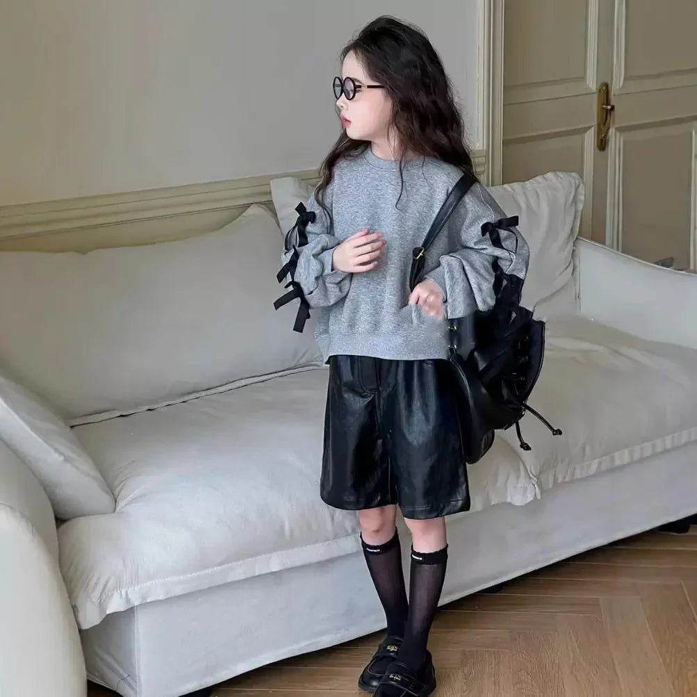Children's Sweatshirts Girls Hoodie Bow Long Sleeve Top Sweatshirt Kids Clothes for Girls Autumn Spring  Kids Clothes Girls