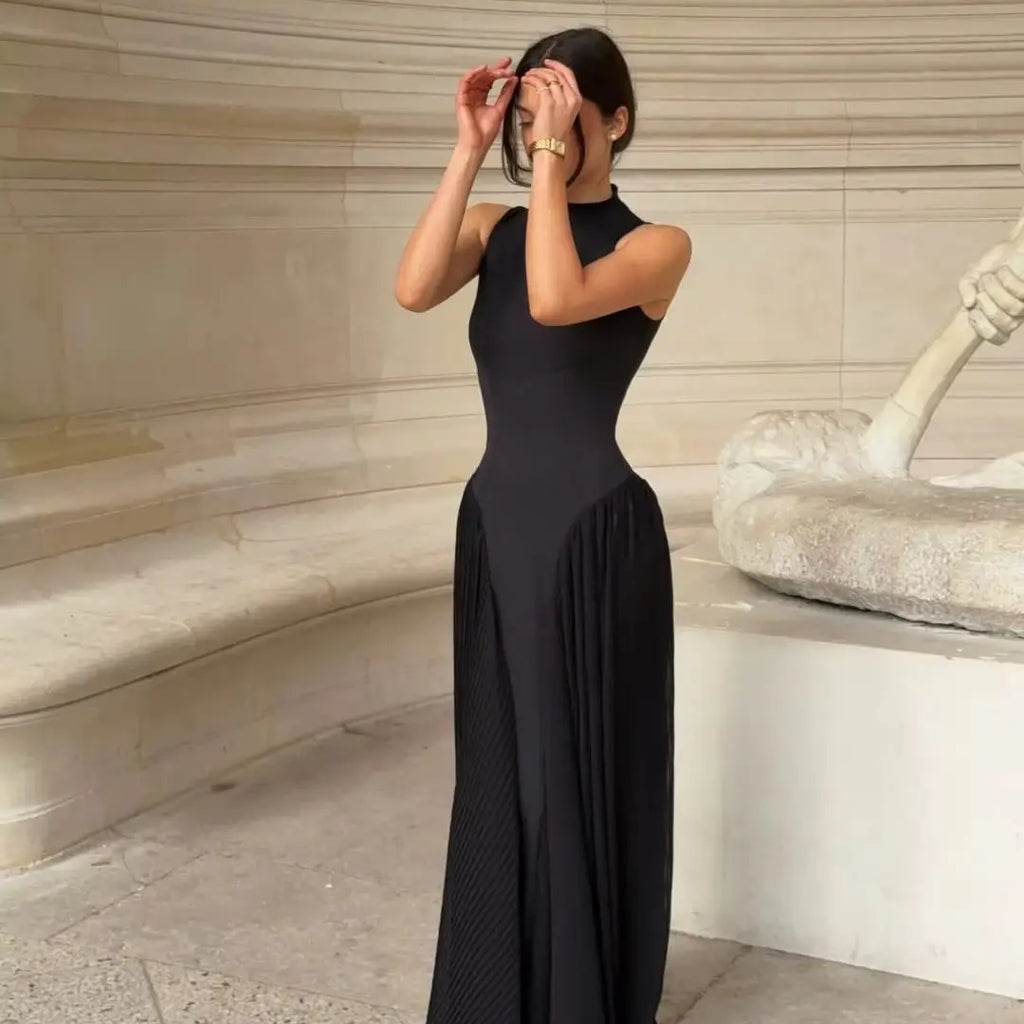 Sharon Said Women' s Elegant Evening Dress with Sleeveless Chiffon Flowing A-Line Wedding Guest Gowns High Neck SF154 Customized